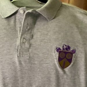 Gear Polo Shirt XL Gray with purple emblem. Never worn and in Great Condition.